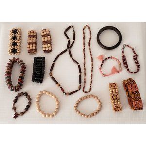 Wood Jewelry Lot of 15